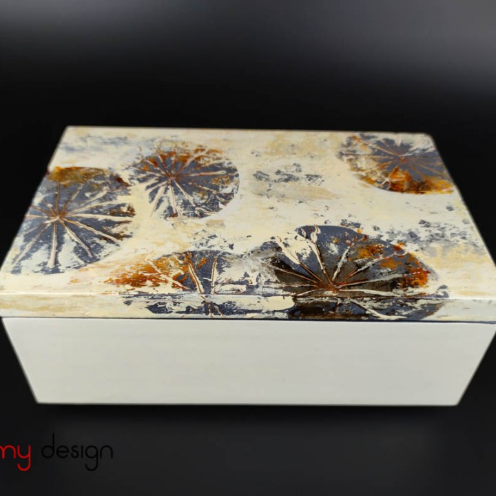 Rectangular lacquer box with instant base and hand-painted abstract lotus 15*26cm(sample 1)